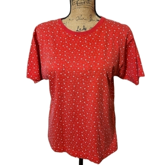 𝅺VINTAGE Liz Sport | Red Star Pattern T-Shirt - Picture 1 of 3